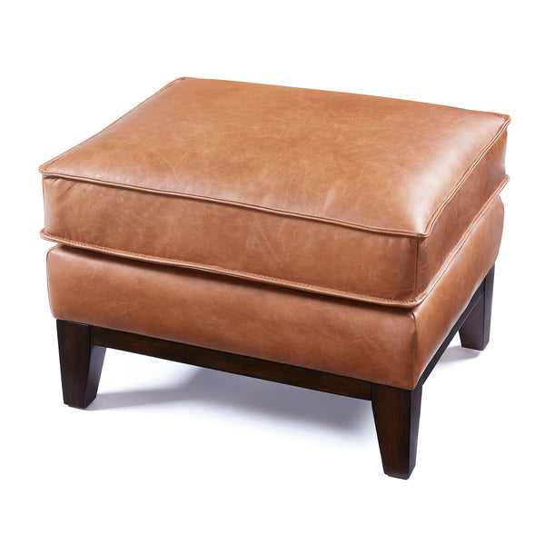 Wells Collection Ottoman Chestnut leather
