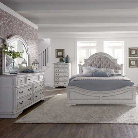 Liberty Furniture 244-BR-QUBDMC Queen Uph Bed, Dresser & Mirror, Chest