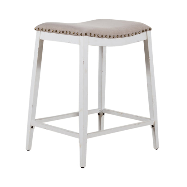 Liberty Furniture 179-B000124-AW Backless Uph Counter Chair- Antique White
