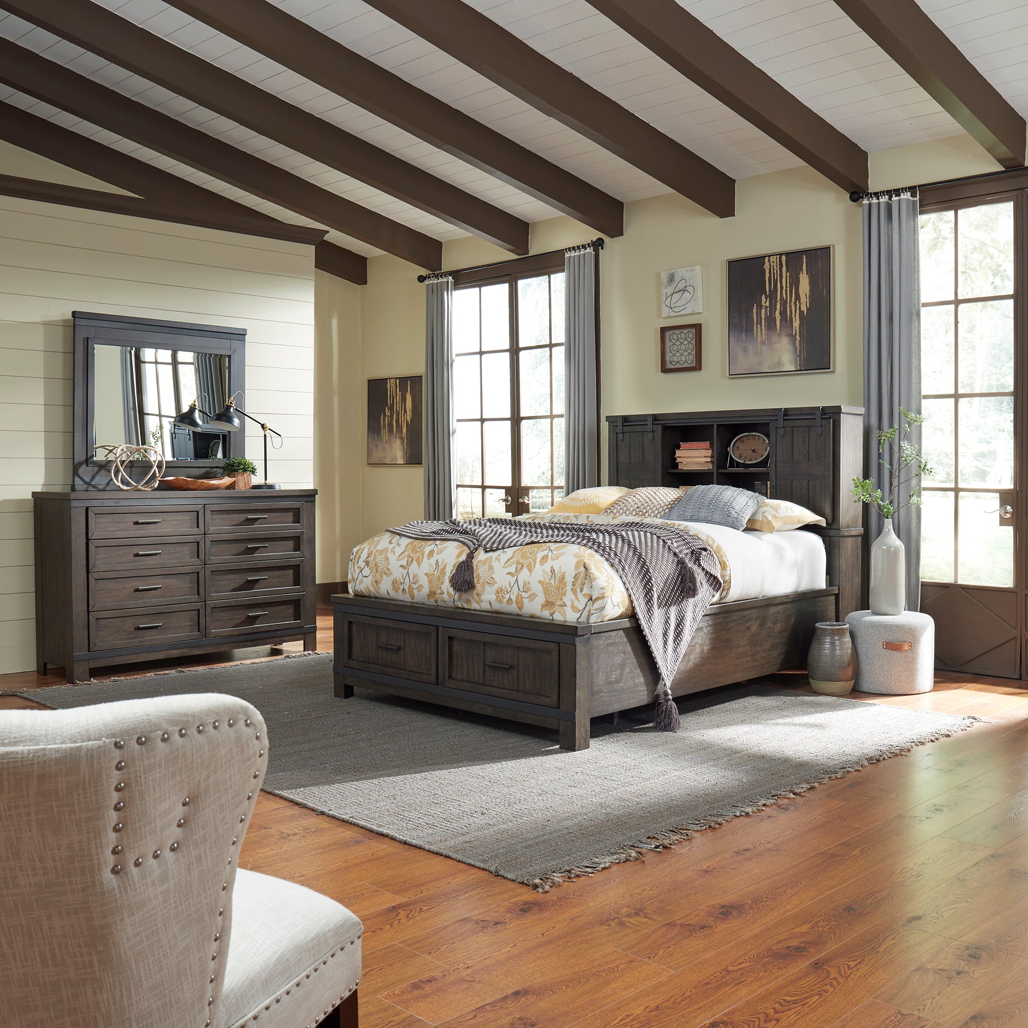 Liberty Furniture 759-BR-QBBDM Queen Bookcase Bed, Dresser & Mirror
