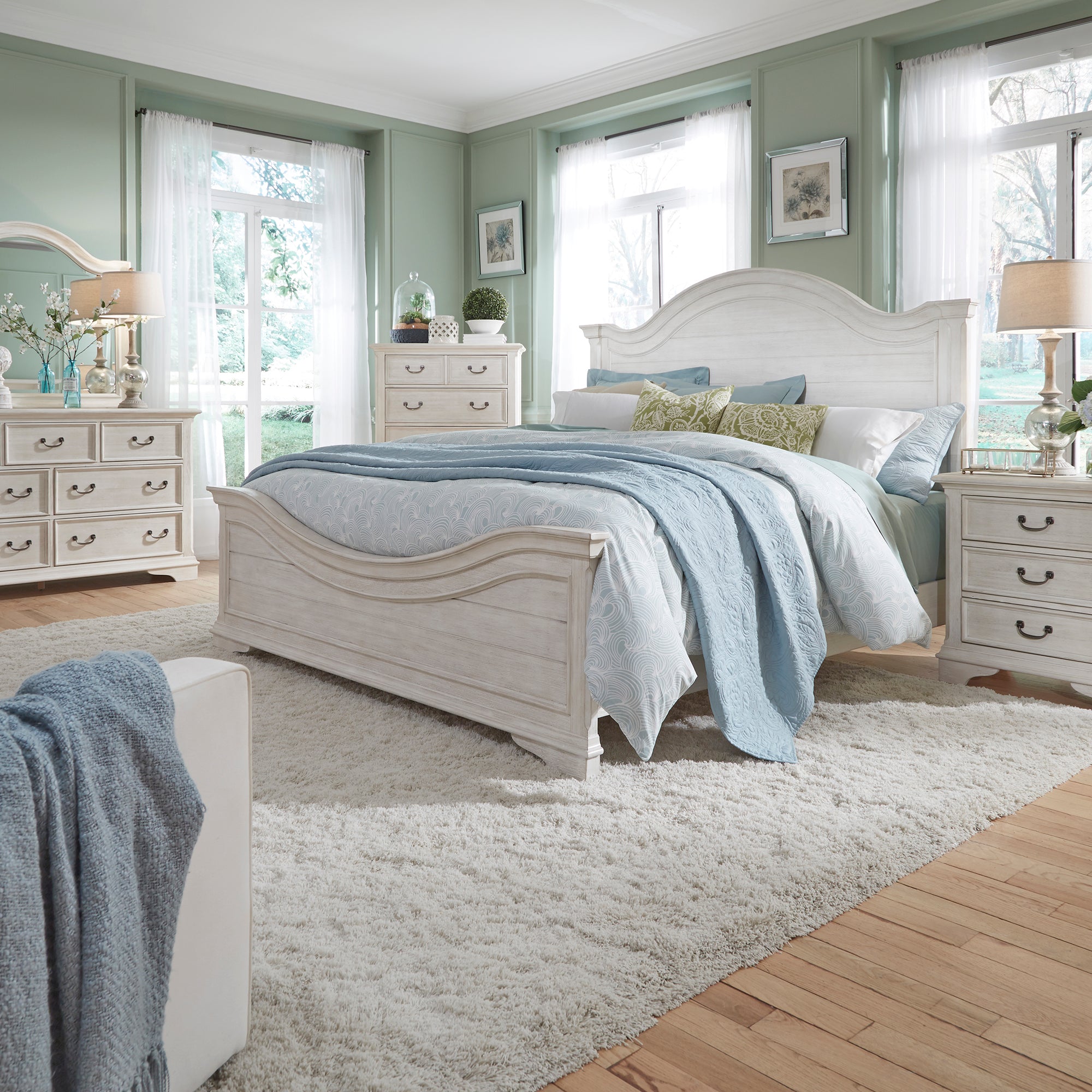 Liberty Furniture 249-BR-KPBDMN King Panel Bed, Dresser & Mirror, Night Stand