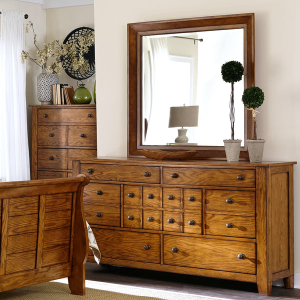 Liberty Furniture 175-BR-KSLDMC King Sleigh Bed, Dresser & Mirror, Chest