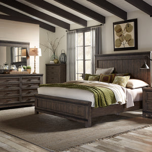 Liberty Furniture 759-BR-KPBDMC King Panel Bed, Dresser & Mirror, Chest