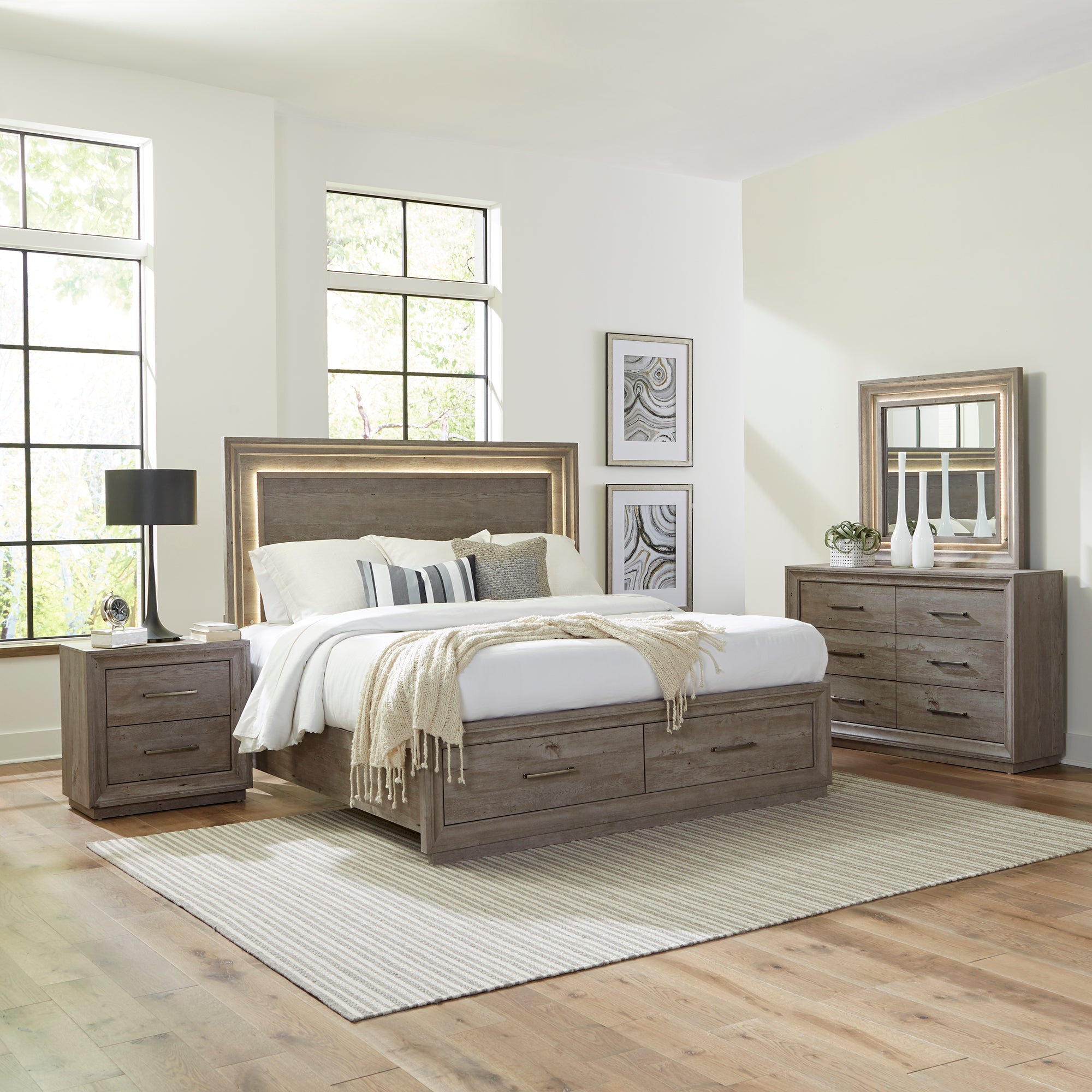 Liberty Furniture 272-BR-KSBDMN King Storage Bed, Dresser & Mirror, Night Stand