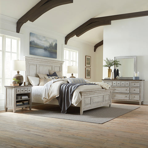Liberty Furniture 824-BR-KPBDMN King Panel Bed, Dresser & Mirror, Night Stand