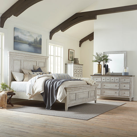 Liberty Furniture 824-BR-QPBDMC Queen Panel Bed, Dresser & Mirror, Chest