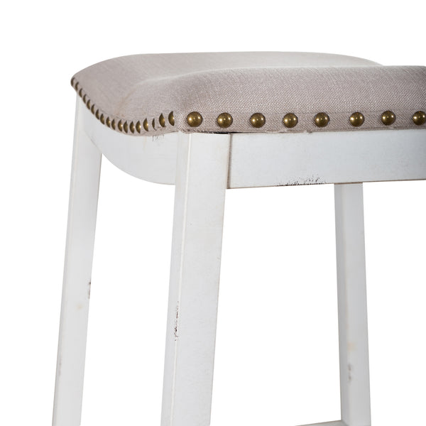 Liberty Furniture 179-B000130-AW Backless Uph Barstool- Antique White