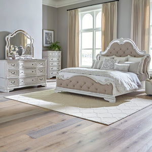 Liberty Furniture 244-BR-OKUBDMC King Opt Uph Bed, Dresser & Mirror, Chest