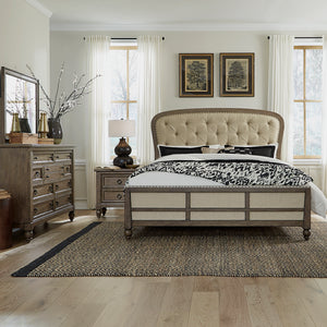 Liberty Furniture 615-BR-KSHDMN King Shelter Bed, Dresser & Mirror, Night Stand