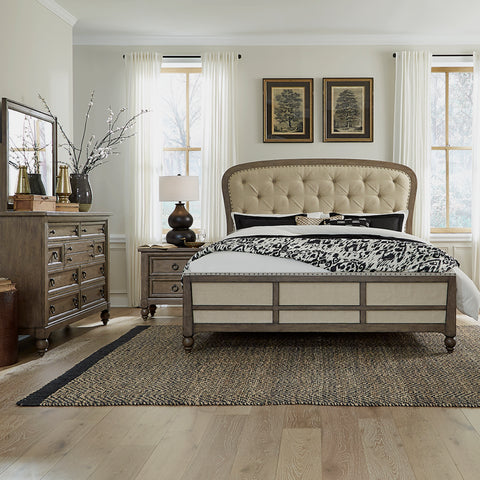 Liberty Furniture 615-BR-KSHDMN King Shelter Bed, Dresser & Mirror, Night Stand