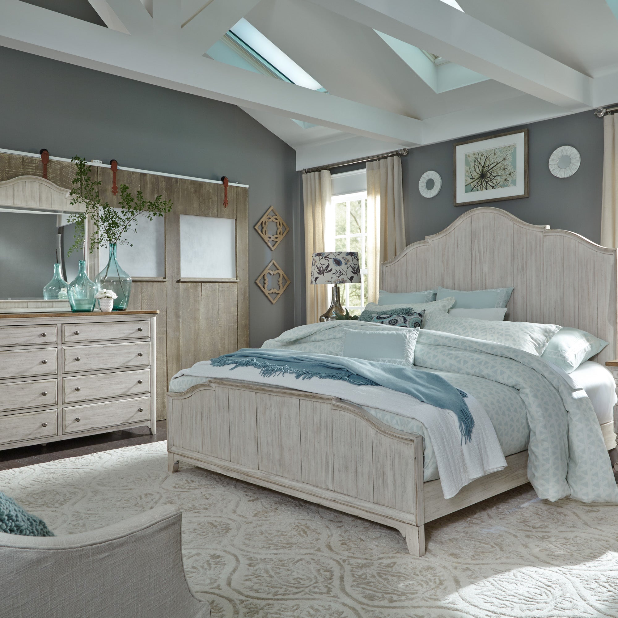 Liberty Furniture 652-BR-KPBDM King Panel Bed, Dresser & Mirror