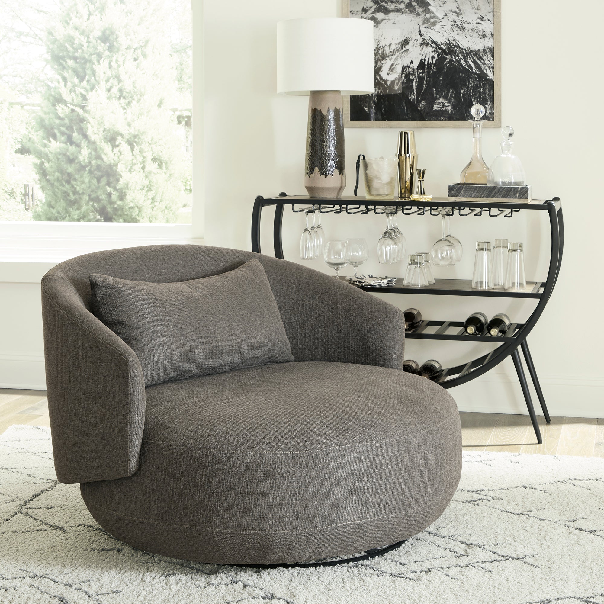 Liberty Furniture 708-ACH15-GY Uph Swivel Cuddler Chair - Charcoal