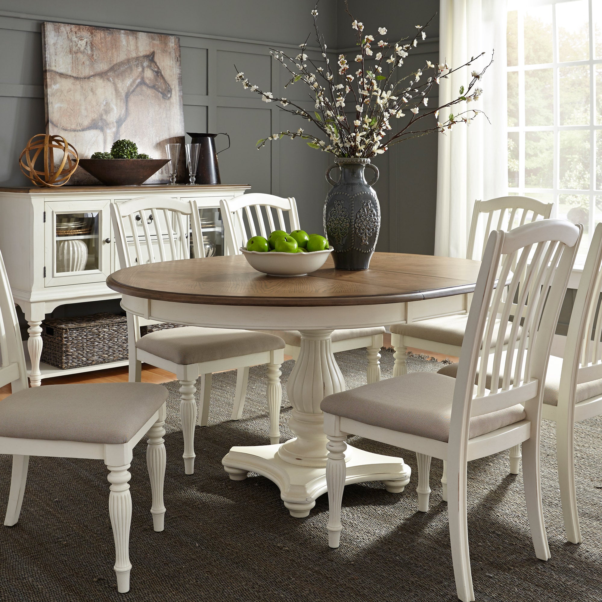 Liberty Furniture 334-CD-7PDS 7 Piece Pedestal Table Set