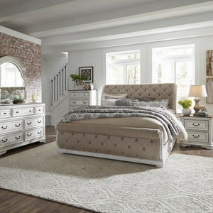 Liberty Furniture 244-BR-QUSLDMCN Queen Uph Sleigh Bed, Dresser & Mirror, Chest, Night Stand