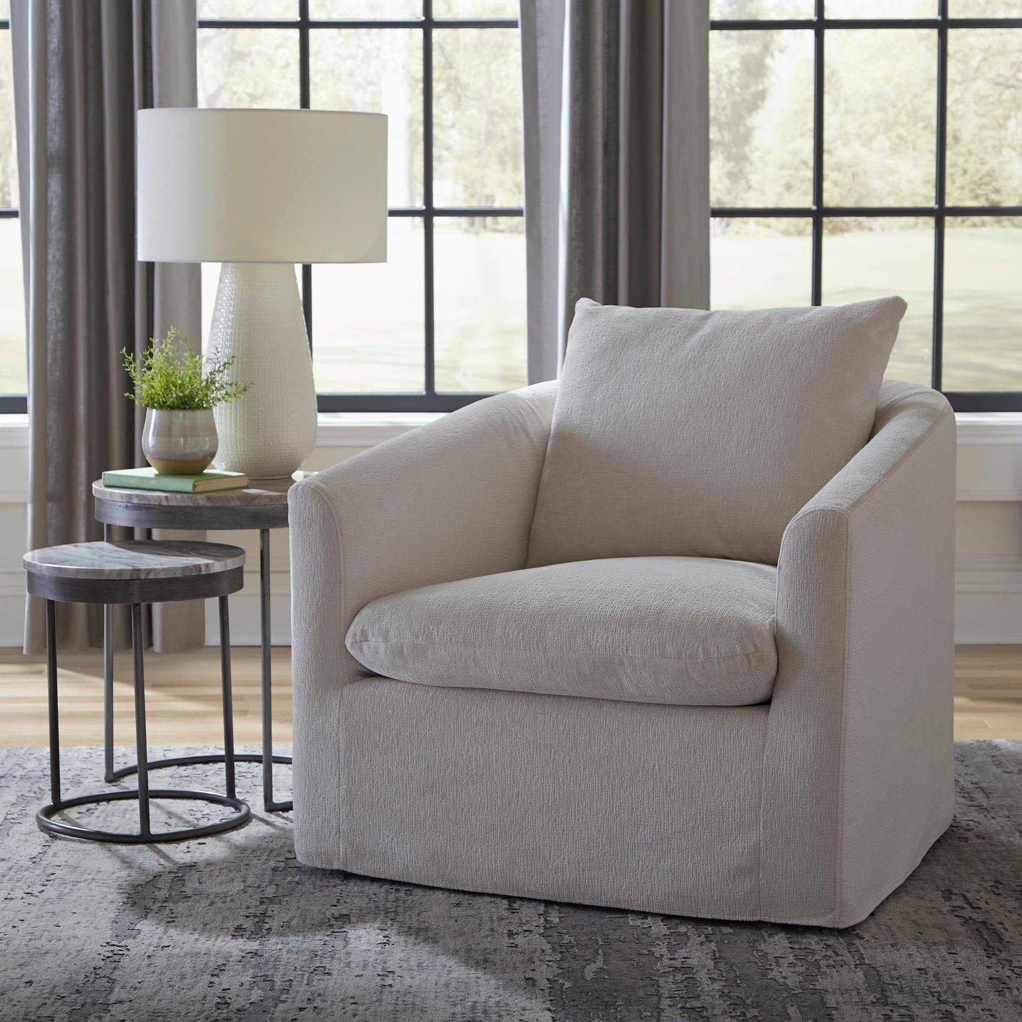 Liberty Furniture 712-ACH15-T Uph Swivel Accent Chair - Ivory