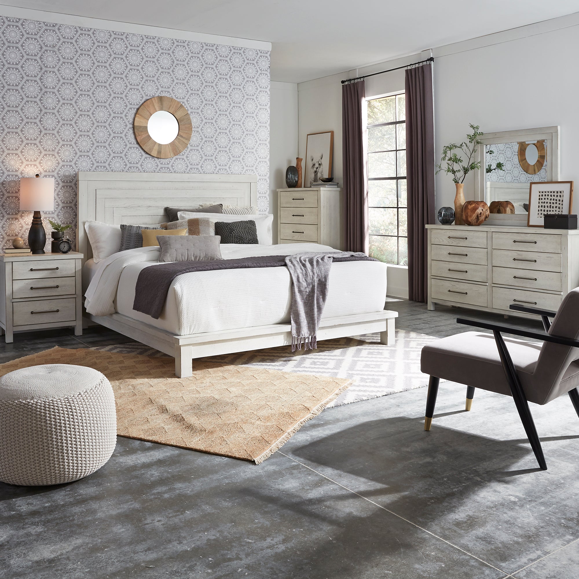 Liberty Furniture 406W-BR-QPLDMCN Queen Platform Bed, Dresser & Mirror, Chest, Night Stand
