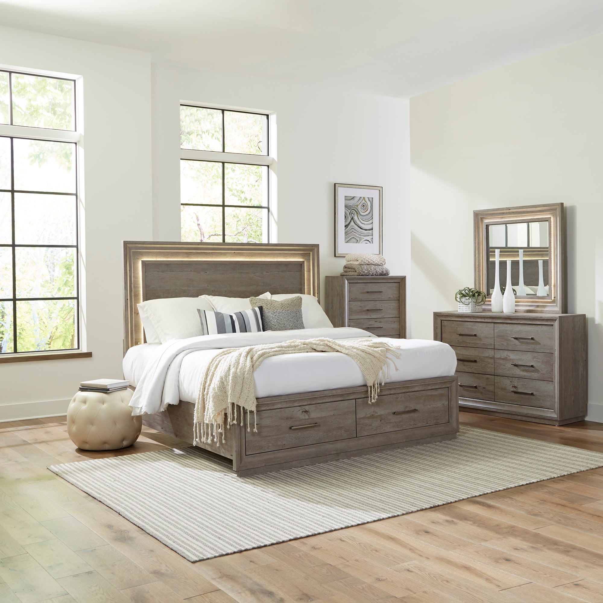 Liberty Furniture 272-BR-QSBDMC Queen Storage Bed, Dresser & Mirror, Chest