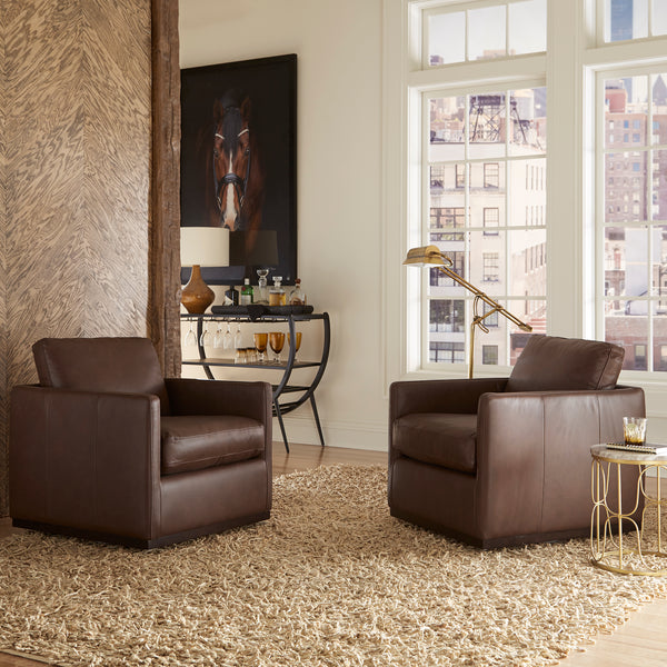 Liberty Furniture 713-ACH15-DB-L Leather Swivel Accent Chair - Timber