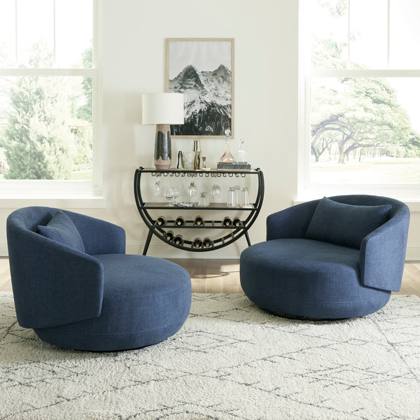 Liberty Furniture 708-ACH15-N Uph Swivel Cuddler Chair - Midnight