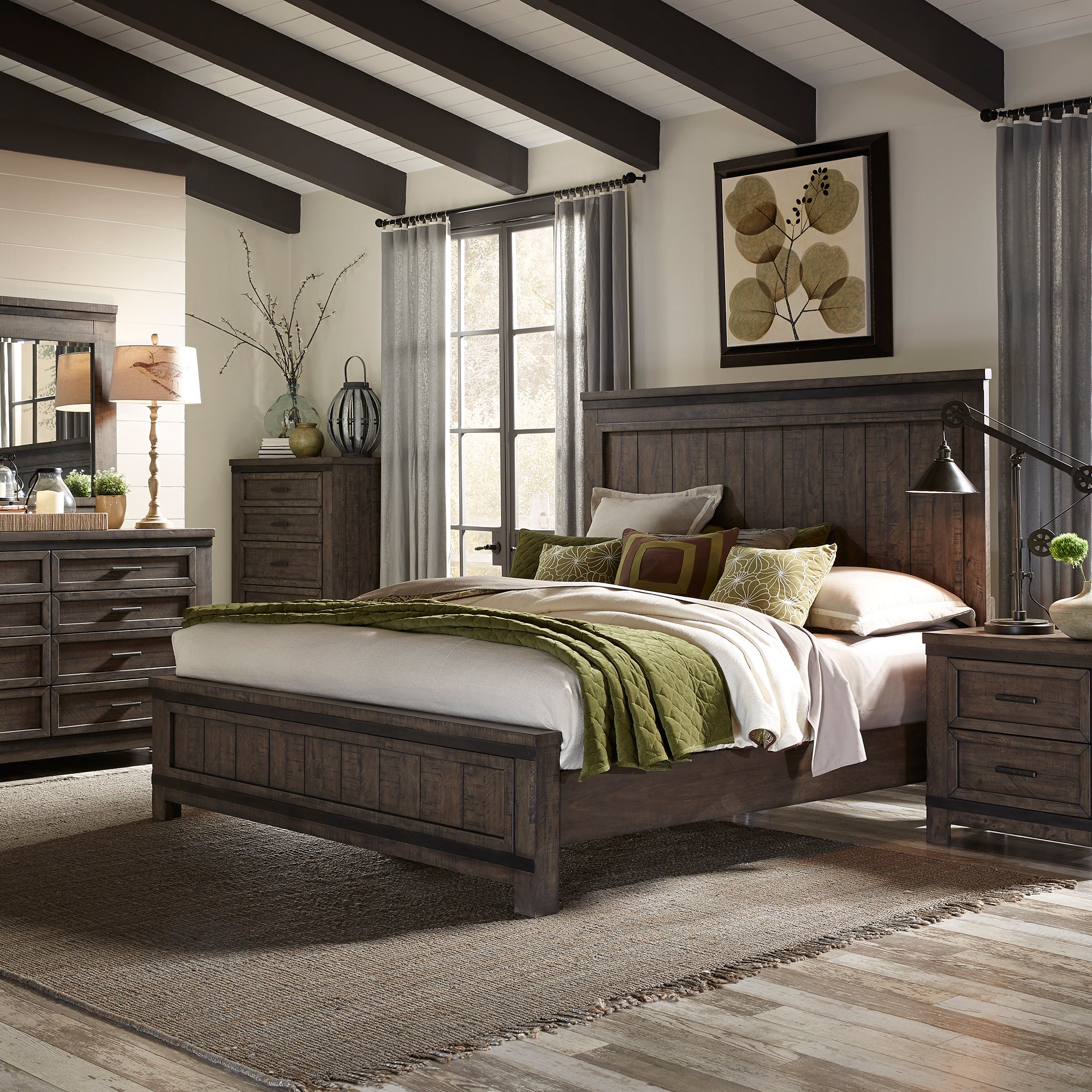 Liberty Furniture 759-BR-KPBDMN King Panel Bed, Dresser & Mirror, Night Stand