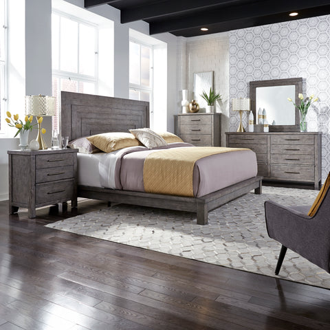 Liberty Furniture 406-BR-KPLDMCN King Platform Bed, Dresser & Mirror, Chest, Night Stand