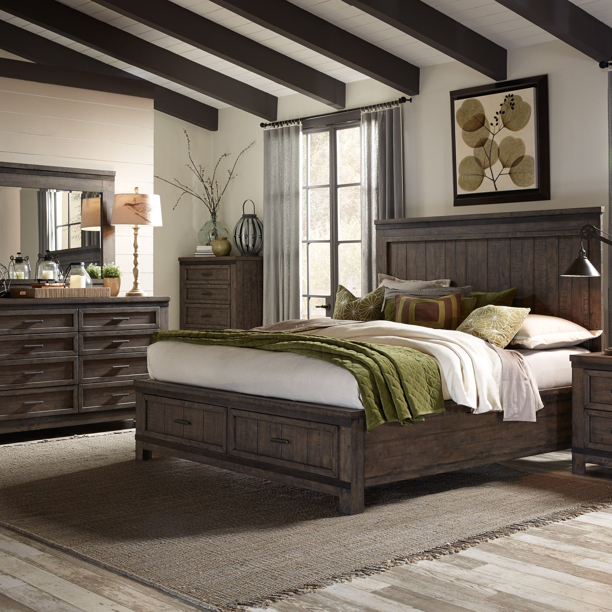 Liberty Furniture 759-BR-KSBDMC King Storage Bed, Dresser & Mirror, Chest