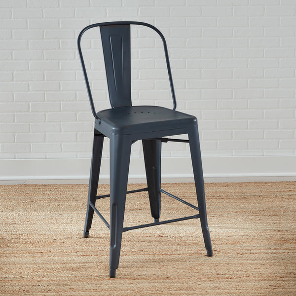 Liberty Furniture 179-B350524-N Bow Back Counter Chair- Navy